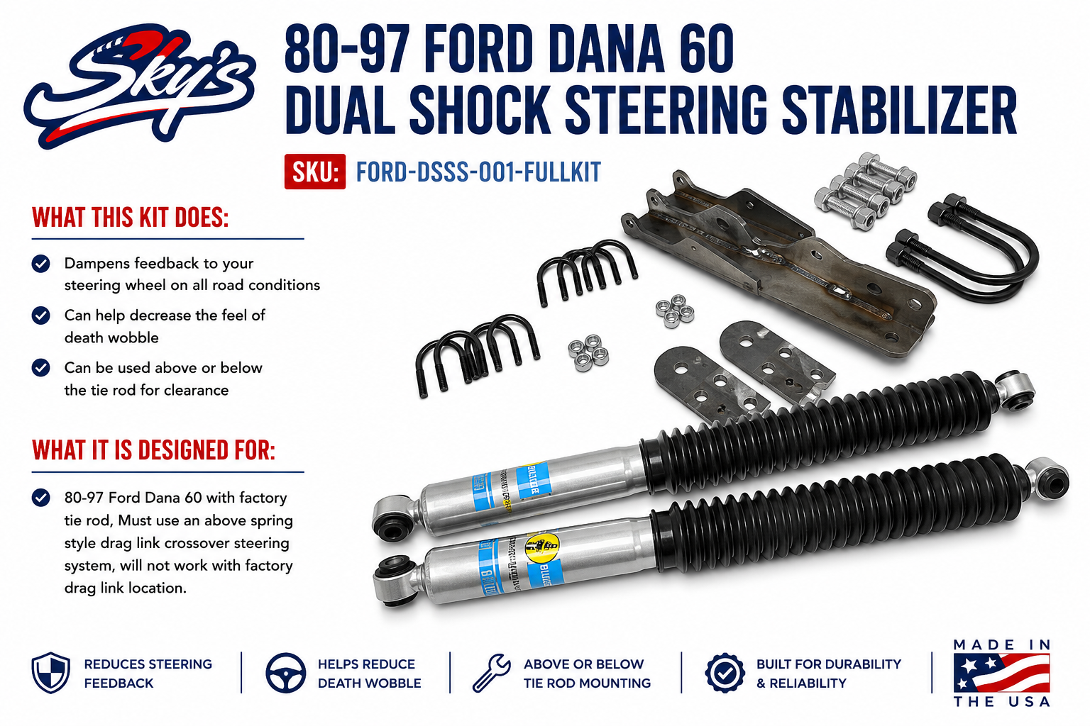 ◎SDG bigboy ＋ theリアフェンダーセット◎ダウンヒル DH 80-97 Ford Dana 60 Dual Shock Steering Stabilizer – Sky's Offroad