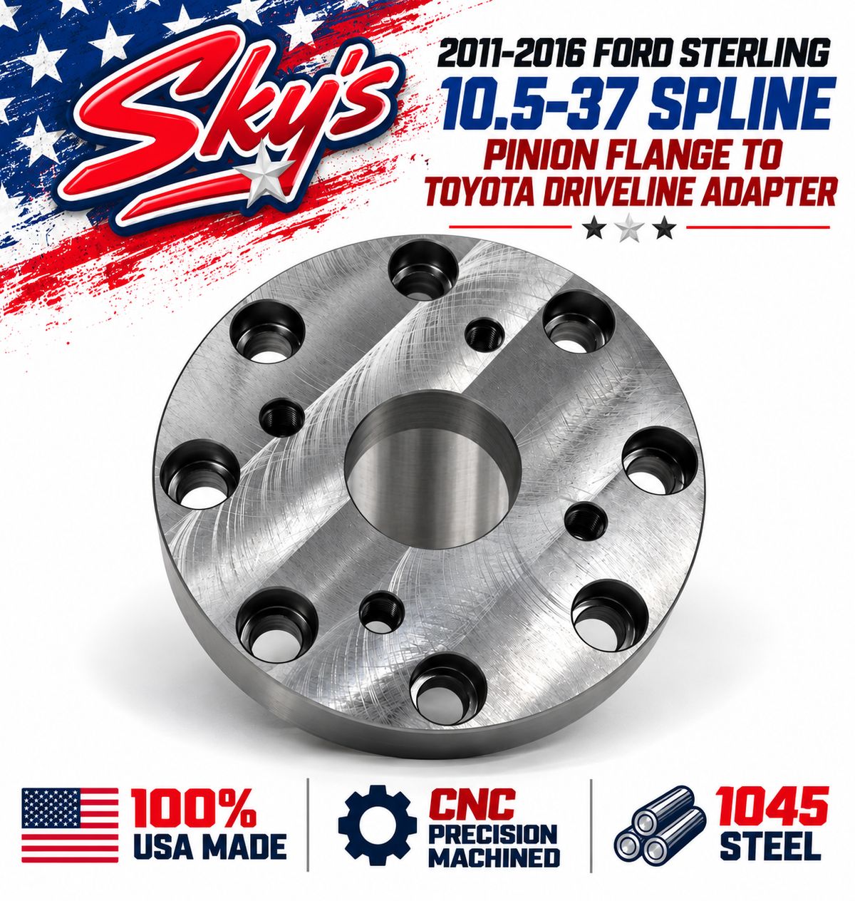 2011-2016 Sterling 10.5 37 Spline Axle To Toyota Driveline Adapter
