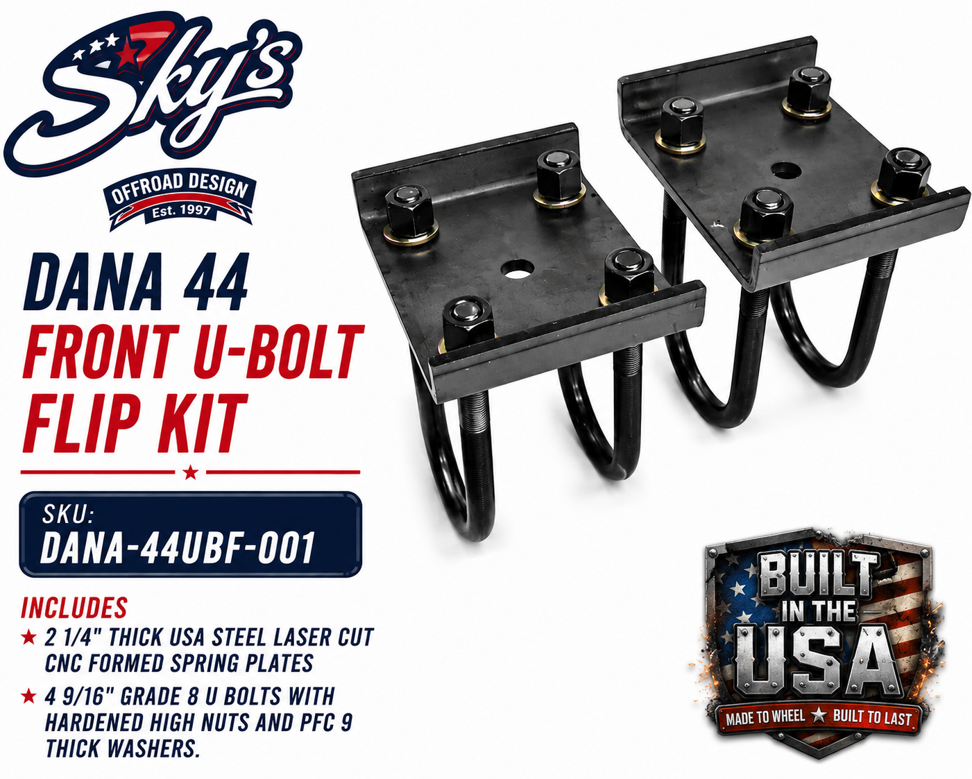 Dana 44 Front U-bolt Flip Kit