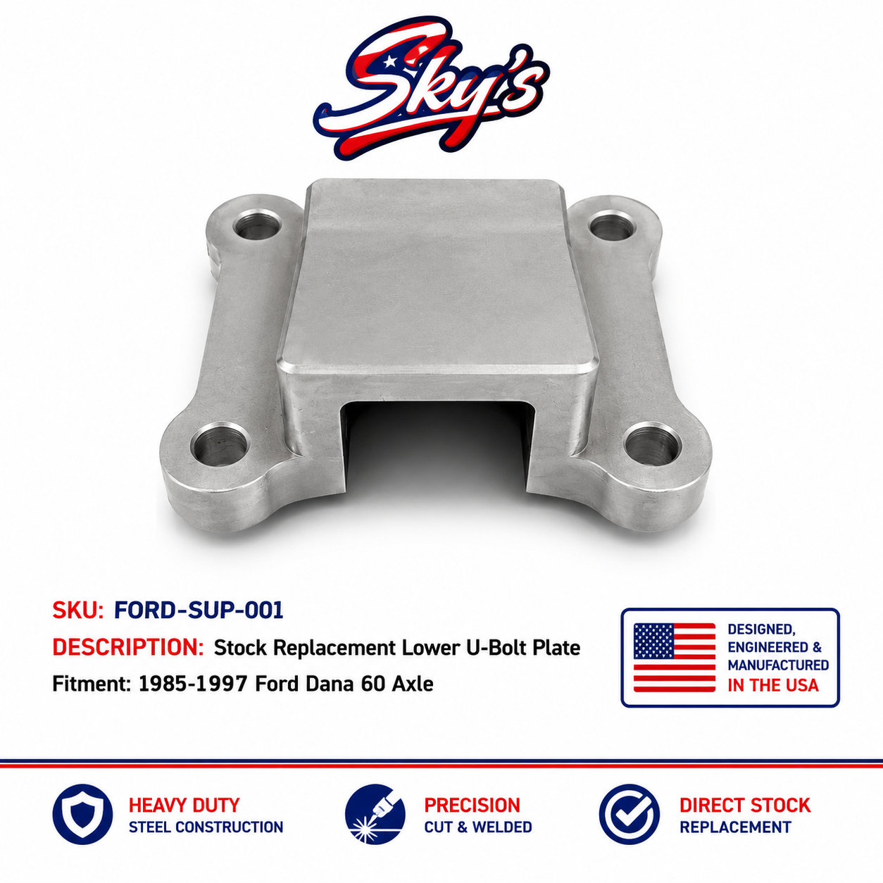 85-97 Ford Dana 60 Driver Side Lower U-Bolt Plate