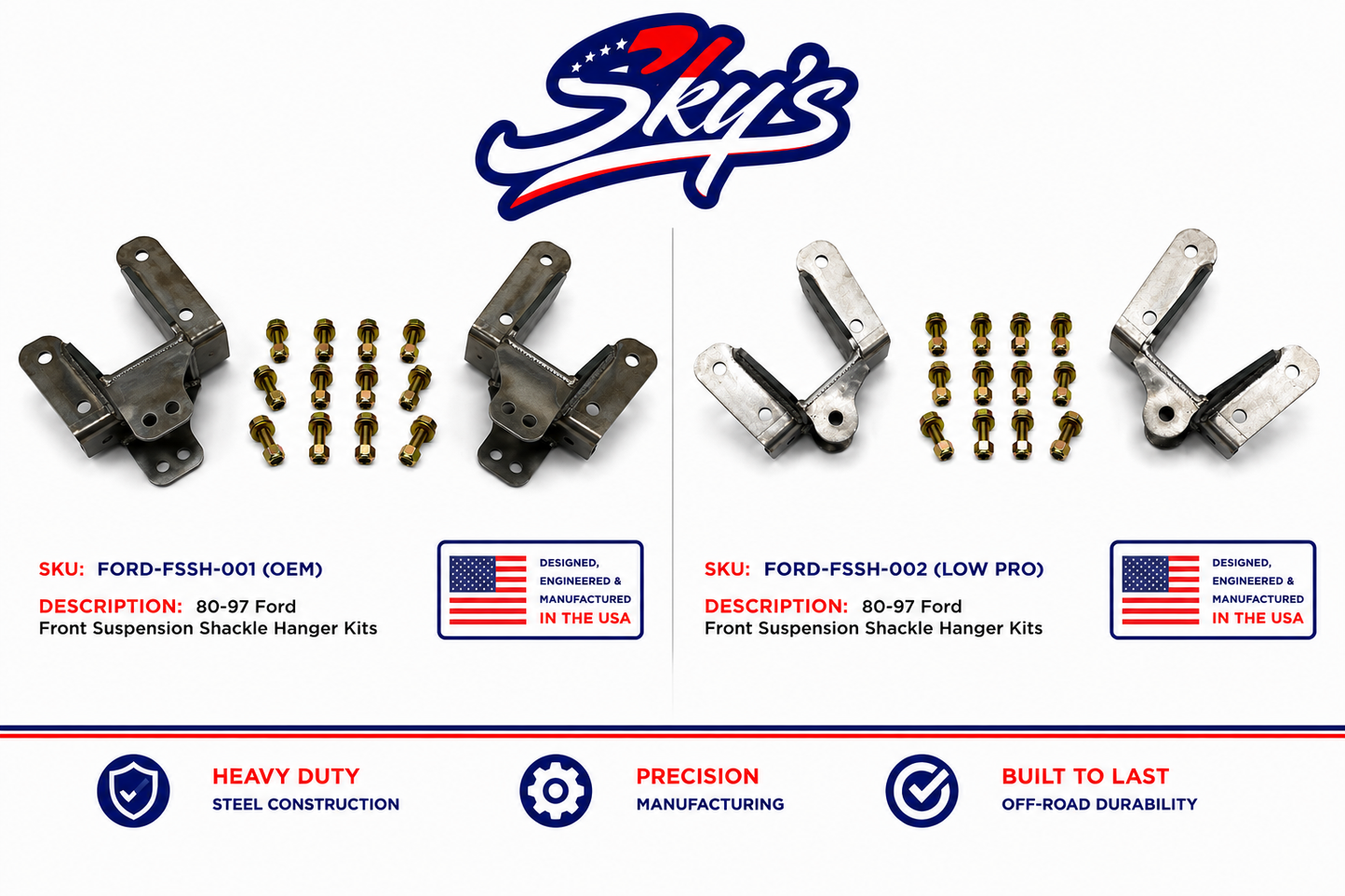 80-97 Ford Front Suspension Shackle Hanger Kits