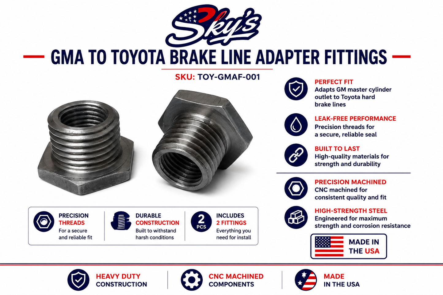 GMA to Toyota Brake Line Adapter Fittings
