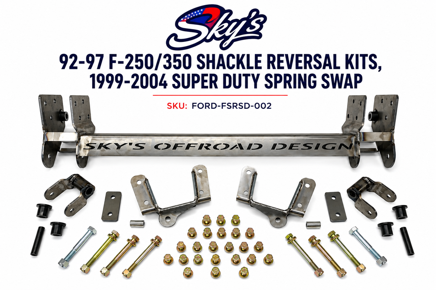 92-97 F-250/350 Shackle Reversal Kits (1999-2004 Super Duty spring swap)