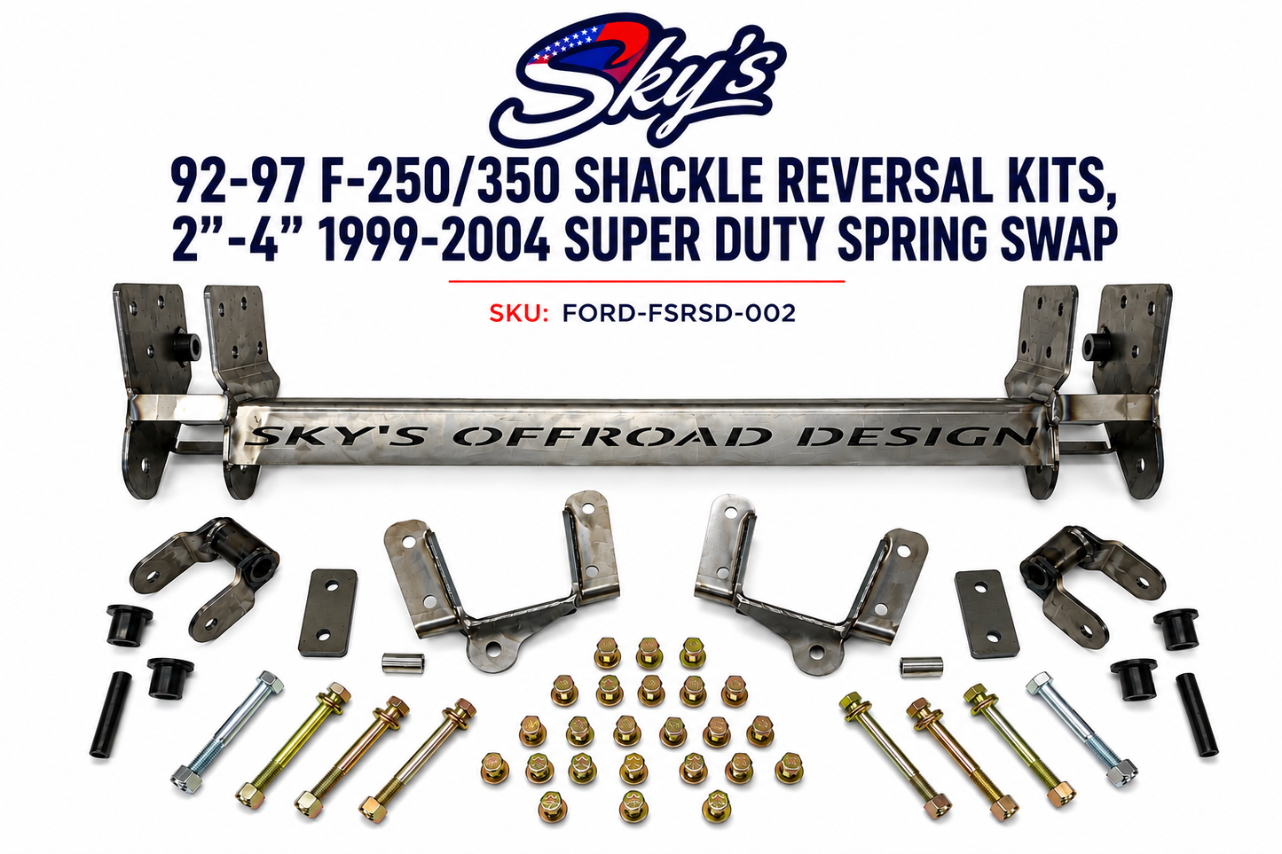92-97 F-250/350 Shackle Reversal Kits (1999-2004 Super Duty spring swap)