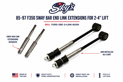 85-97 F350 Sway Bar End Link Extensions for 2-4" Lift