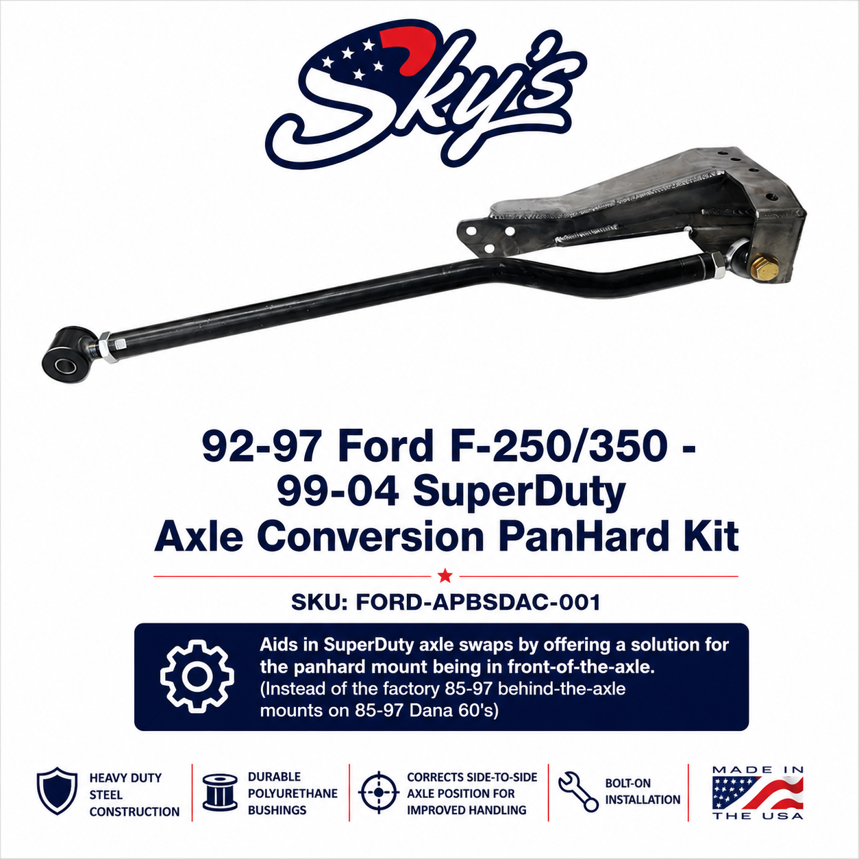 92-97 Ford F-250/350 - 99-04 SuperDuty Axle Conversion PanHard Kit