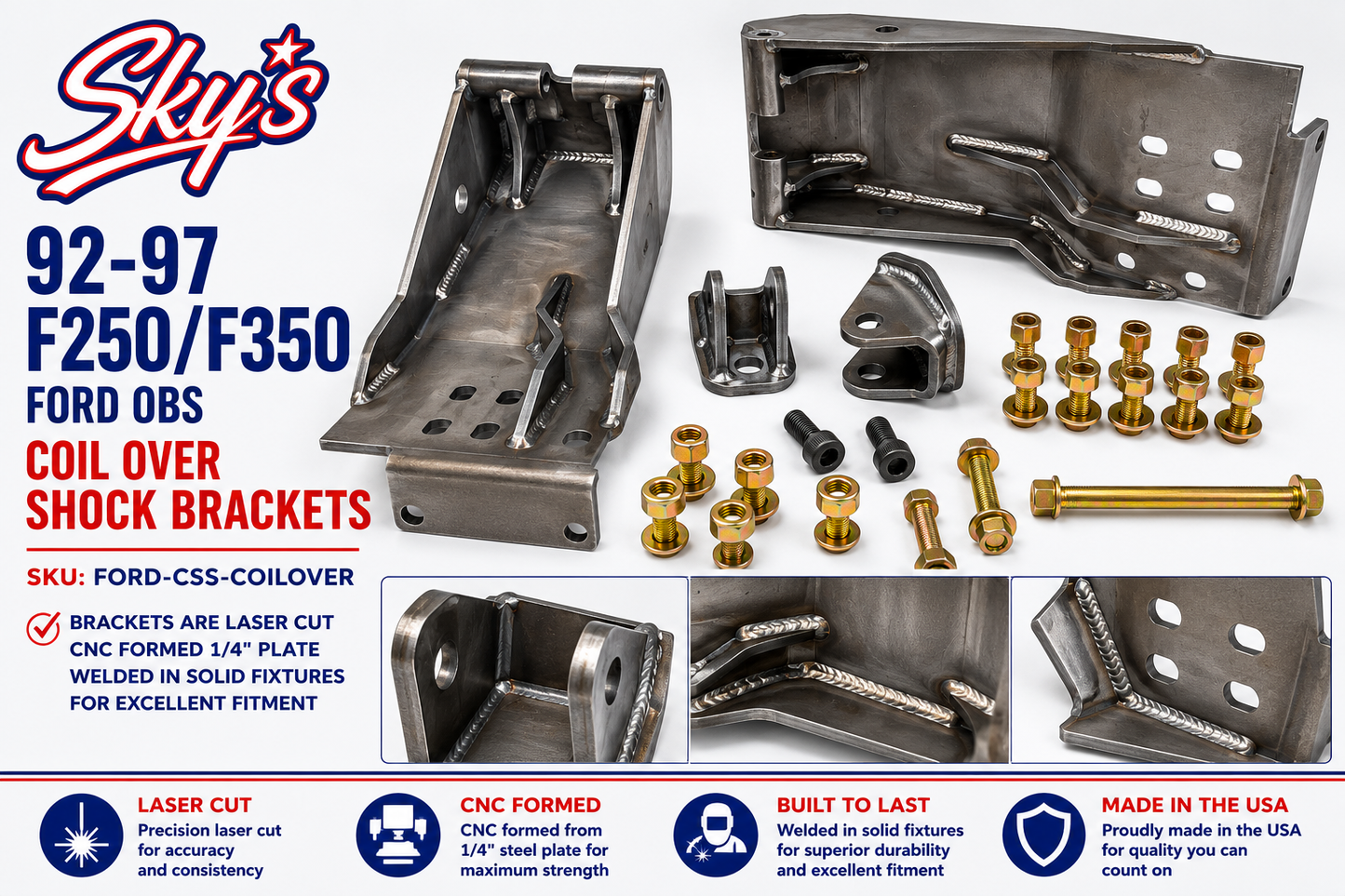 92-97 F250/F350 Ford OBS Coil Over Shock Brackets