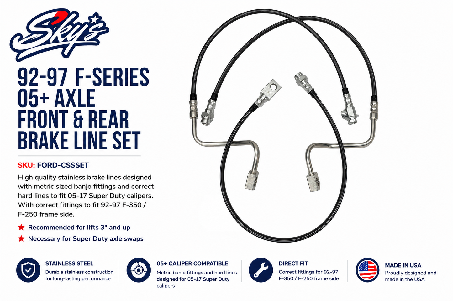 92-97 F-Series 05+ Super Duty Conversion Brake Lines