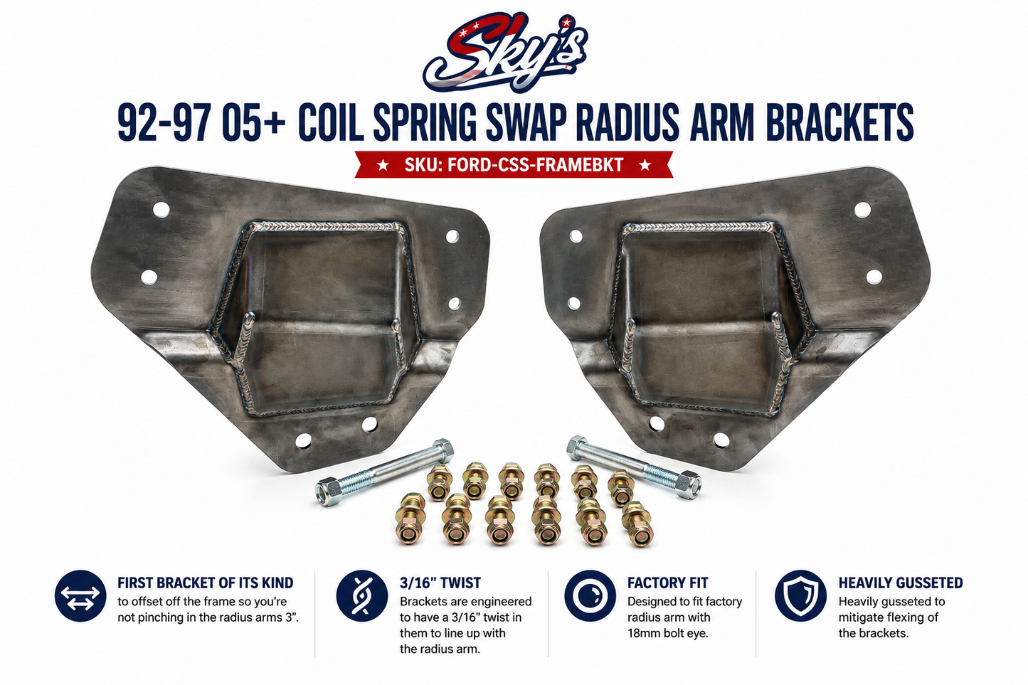 92-97 05+ Coil Spring Swap Radius Arm Brackets
