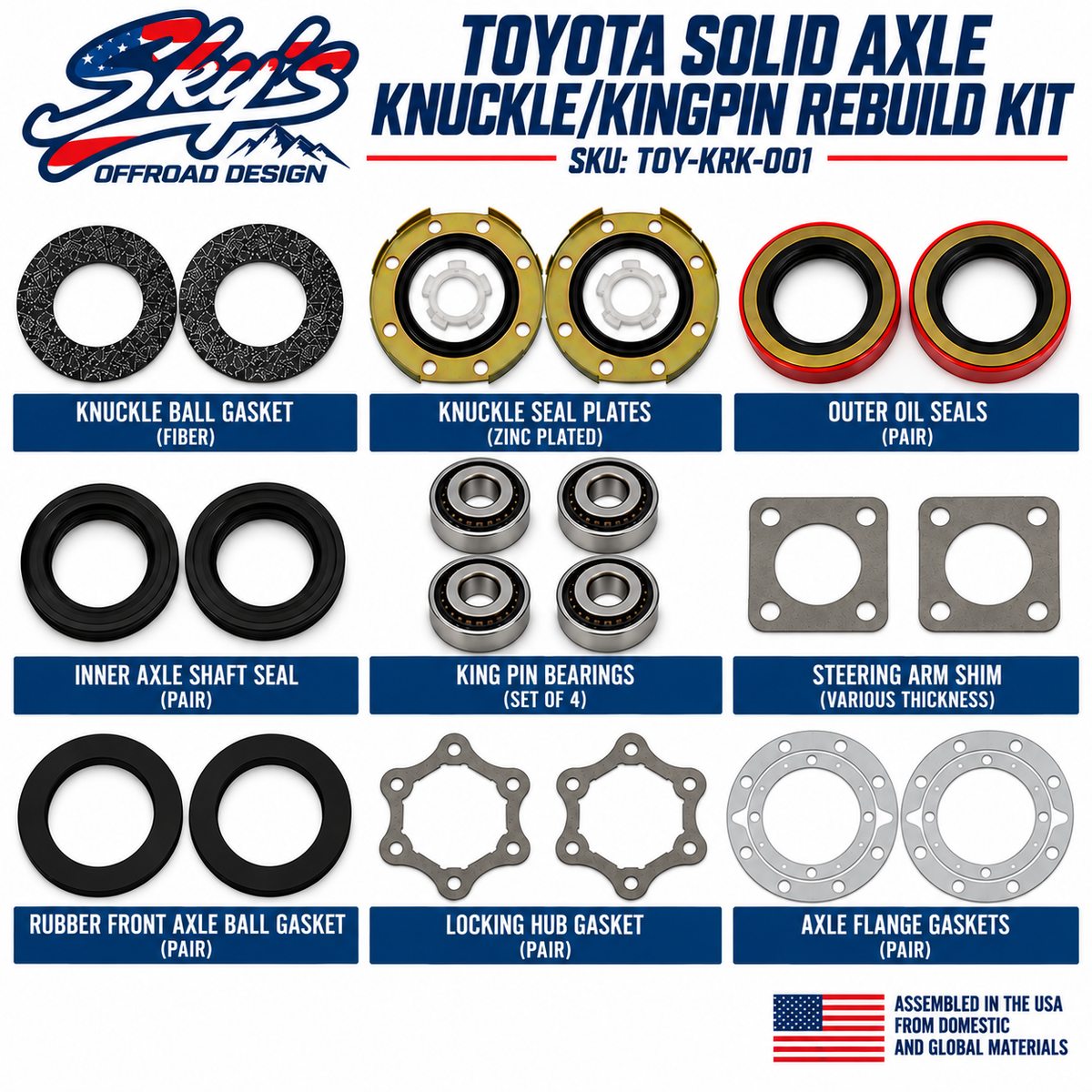 Toyota Solid Axle Knuckle/Kingpin Rebuild Kit