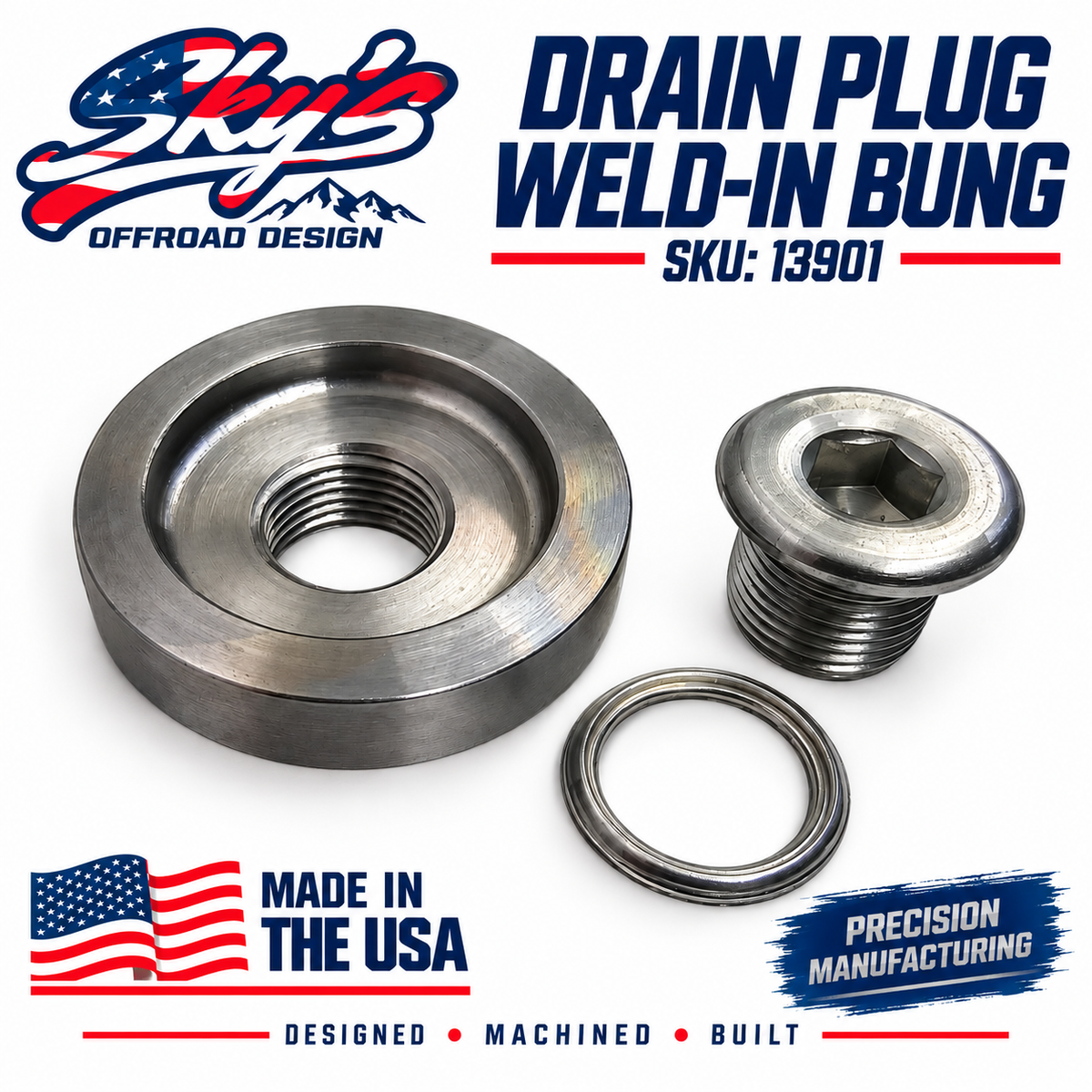 Heavy Duty Low Profile Toyota Drain Plug Weld-in Bung