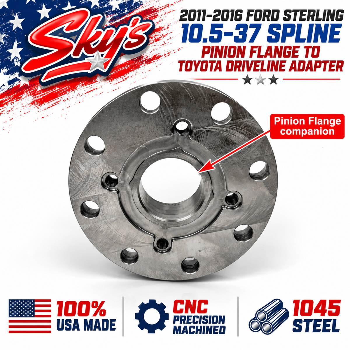 2011-2016 Sterling 10.5 37 Spline Axle To Toyota Driveline Adapter